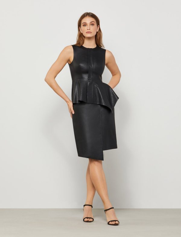 Bcbg Sleeveless Faux Leather Asymmetrical Top