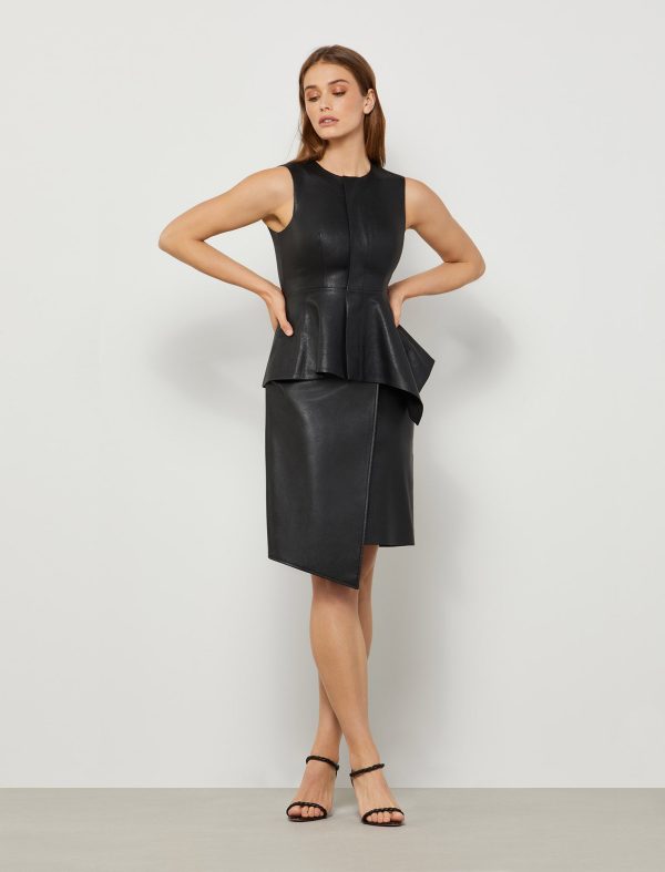 Bcbg Sleeveless Faux Leather Asymmetrical Top - Image 2