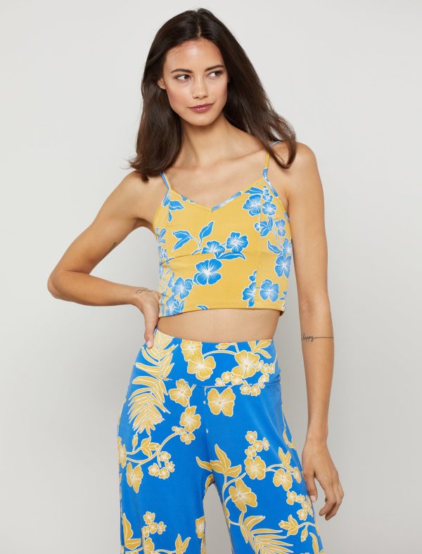 Bcbg Sleeveless Floral Crop Top