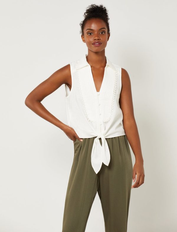 Bcbg Sleeveless Front Tie Button Top - Image 12