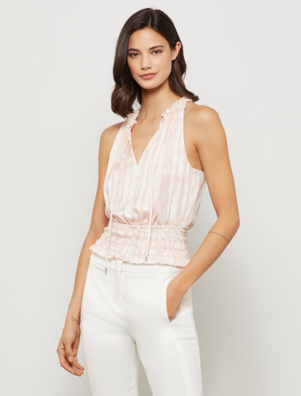 Bcbg Sleeveless Smocked Halter Top