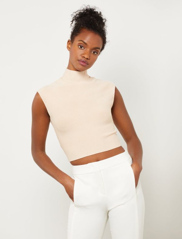 Bcbg Sleeveless Turtleneck Crop Top