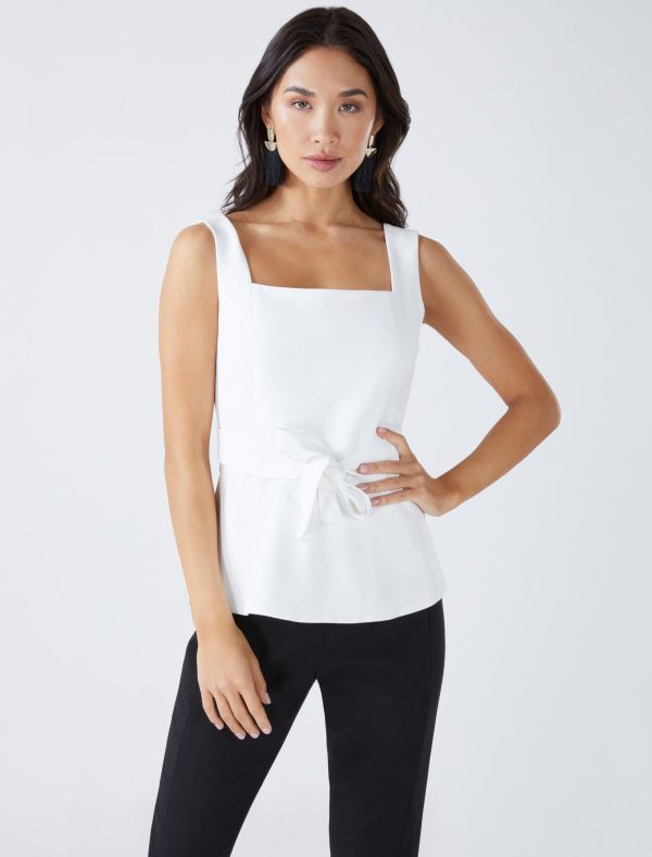 Bcbg Square-Neck Back-Tie Peplum Top