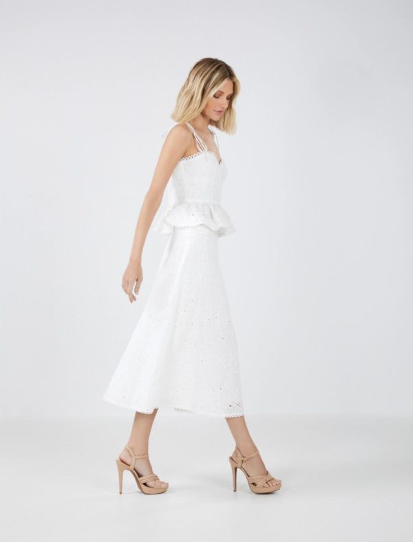 BCBG SYLVIE EYELET LACE SKIRT - OFF WHITE - Image 3