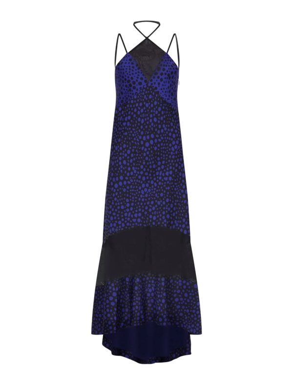 BCBG BARBARELLA EVENING DRESS - DOTTED PRINT BLUE BLACK COMBO - Image 5