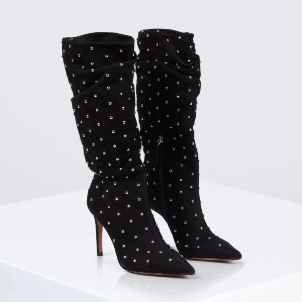 BCBG TONI STUDDED TALL BOOT - BLACK STUD