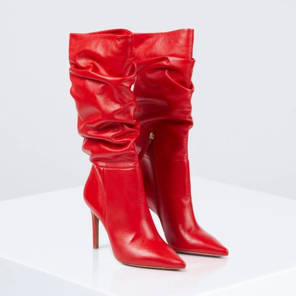 BCBG TONI TALL BOOT - RED LEATHER