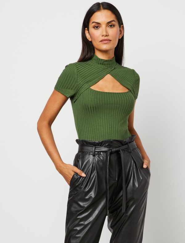 Bcbg Turtleneck Cutout Top