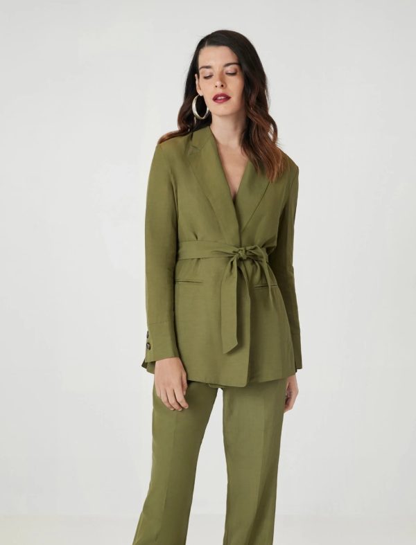 BCBG BELTED TAILORED JACKET - GREEN - Image 2