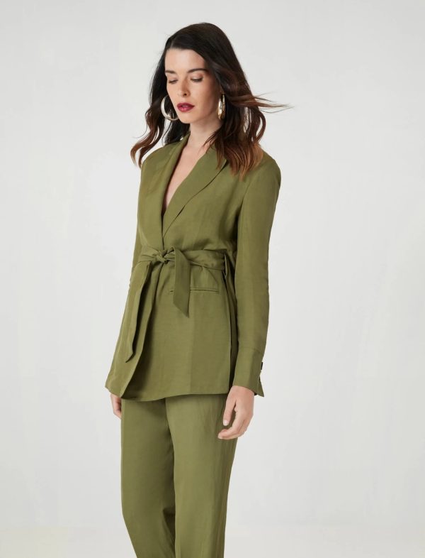 BCBG BELTED TAILORED JACKET - GREEN - Image 4