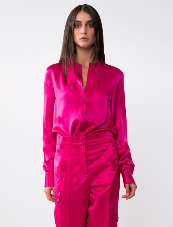 Bcbg SILK ASYMMETRICAL NECK SHIRT - Image 3