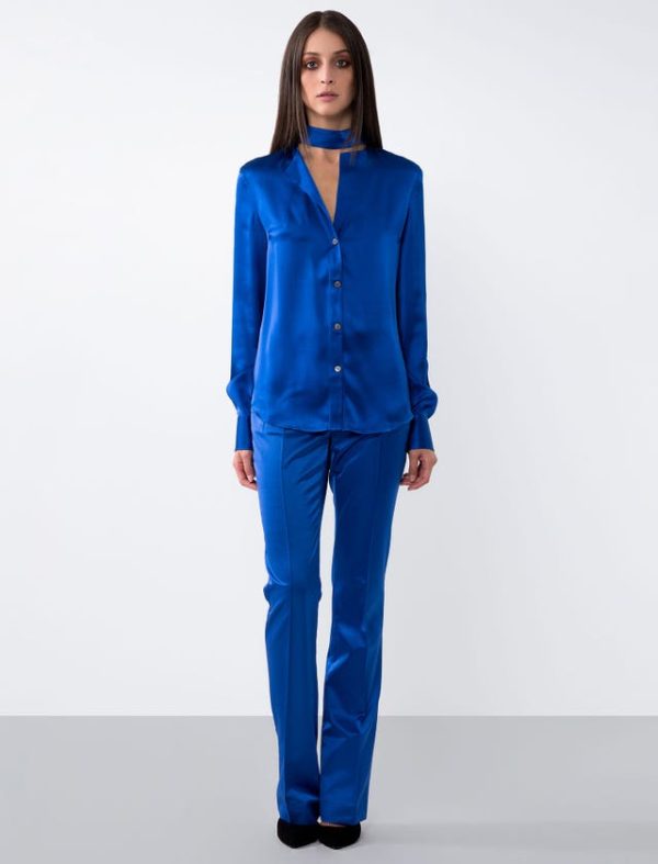 Bcbg SILK ASYMMETRICAL NECK SHIRT