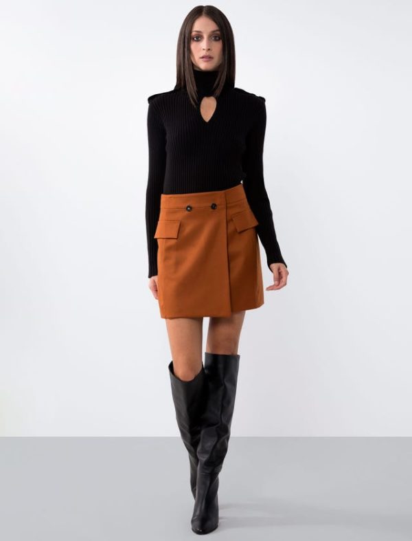 Bcbg STRETCH WOOL WRAP MINI SKIRT