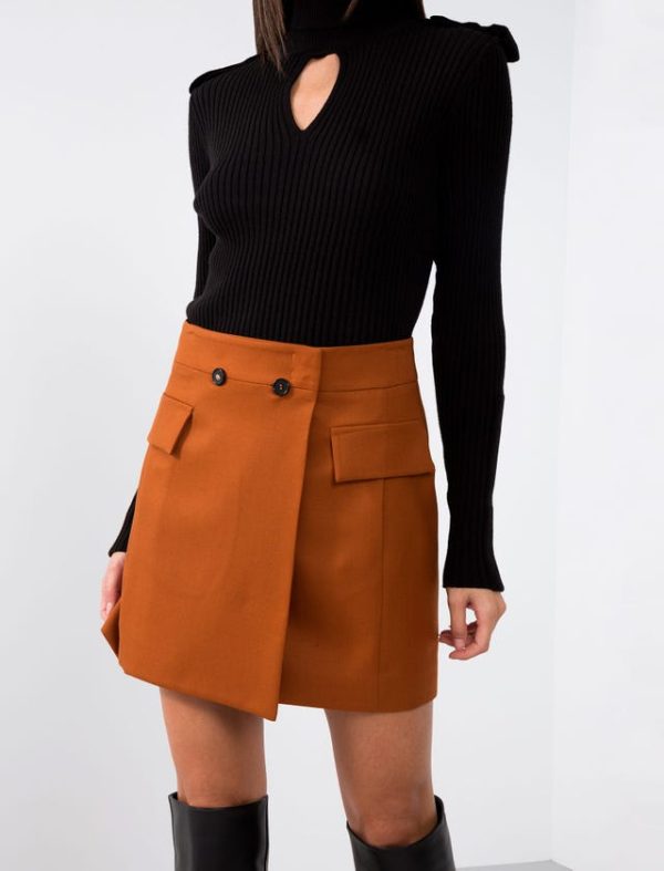 Bcbg STRETCH WOOL WRAP MINI SKIRT - Image 5