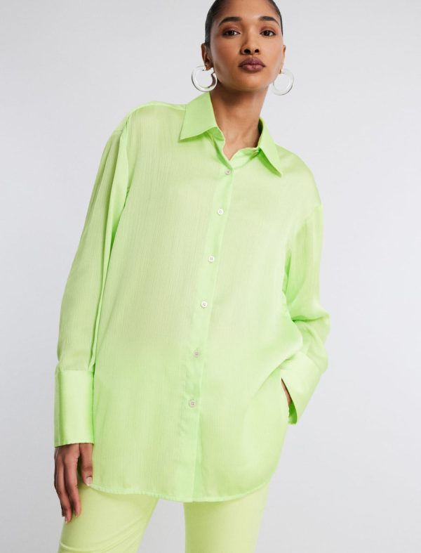 Bcbg SATIN BUTTON-UP TOP