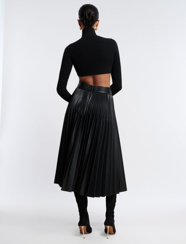 Bcbg Audette Faux Leather Pleated Midi Skirt - Image 4