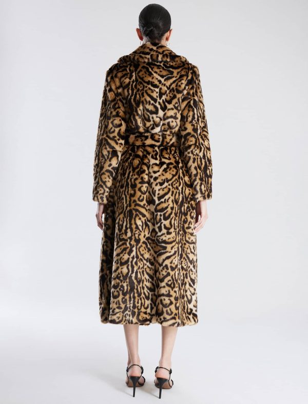 Bcbg Belted Leopard Faux Fur Full Length Coat - Image 4