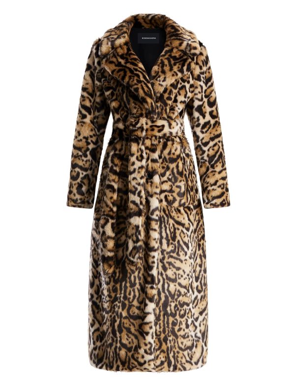 Bcbg Belted Leopard Faux Fur Full Length Coat - Image 8