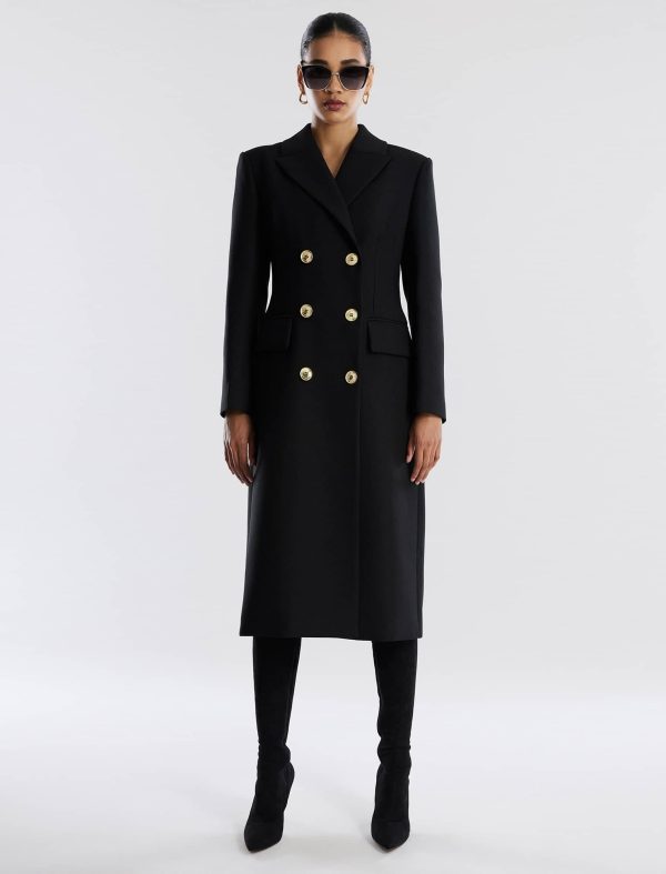 Bcbg Classic Double-Breasted Fit-And-Flare Coat