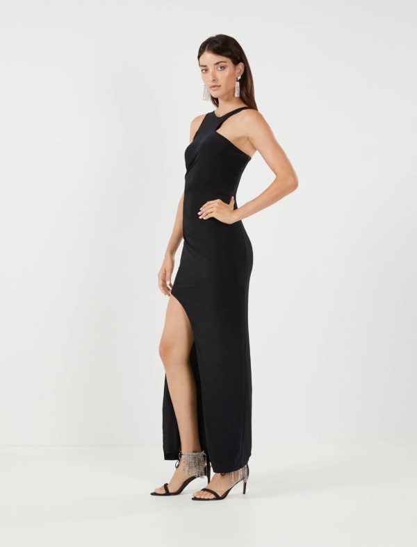 BCBG CALVIN GEO COLUMN EVENING DRESS - BLACK - Image 2