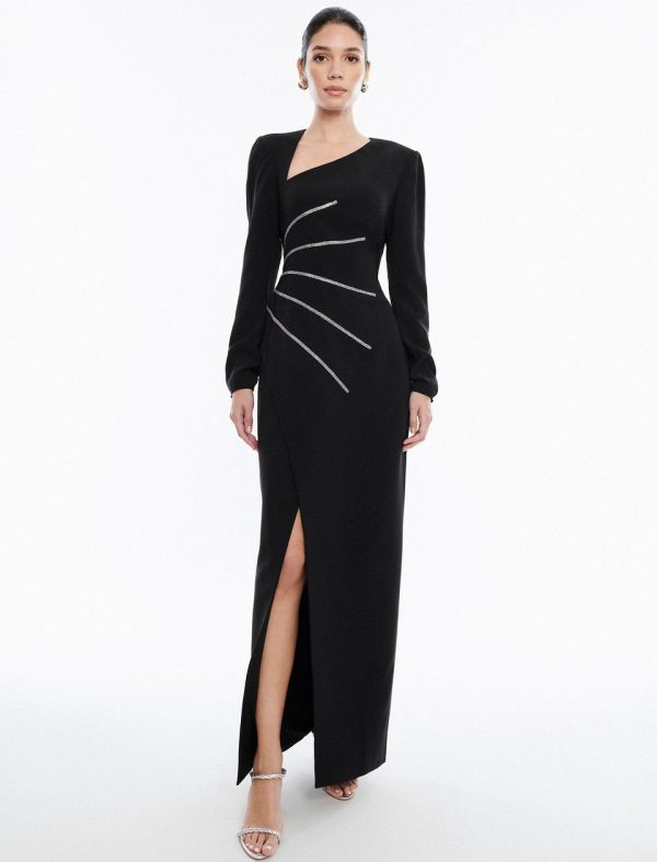 Bcbg Fletcher Long Sleeve Gown Black Beauty