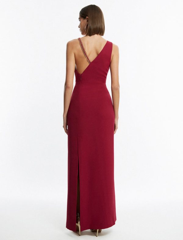 Bcbg Gracie One Shoulder Chain Gown Beet Red - Image 4