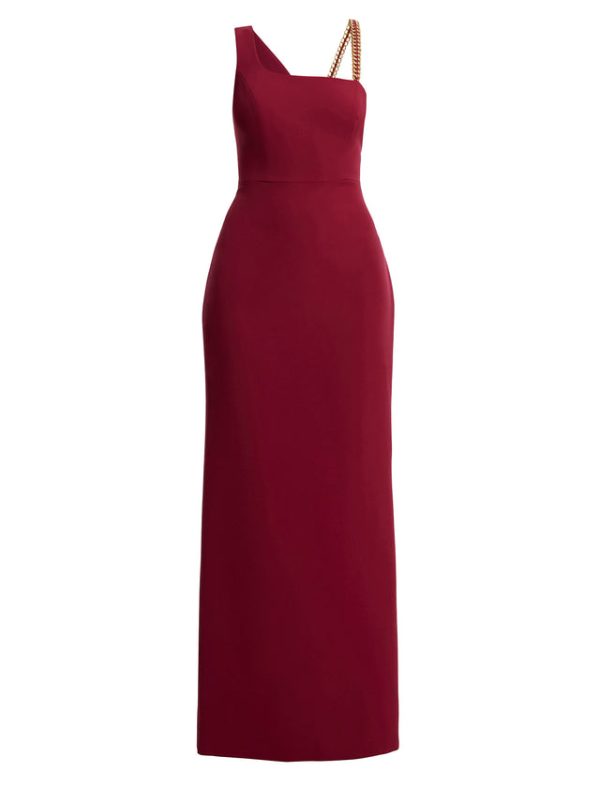 Bcbg Gracie One Shoulder Chain Gown Beet Red - Image 8