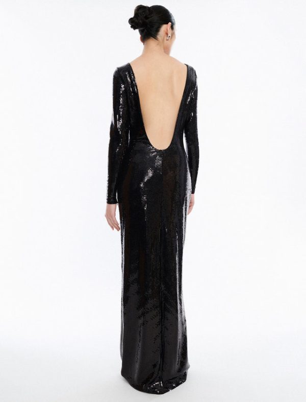 Bcbg Sheridan Backless Sequin Column Gown Black - Image 2