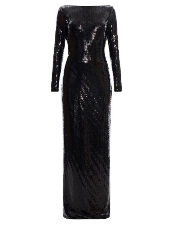 Bcbg Sheridan Backless Sequin Column Gown Black - Image 8