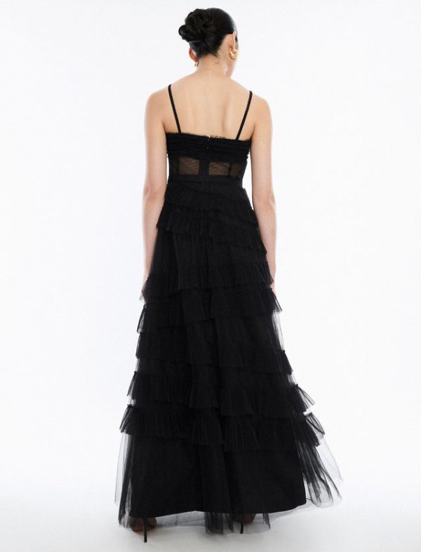 Bcbg Ellis Tulle Ruffle Gown Black - Image 4