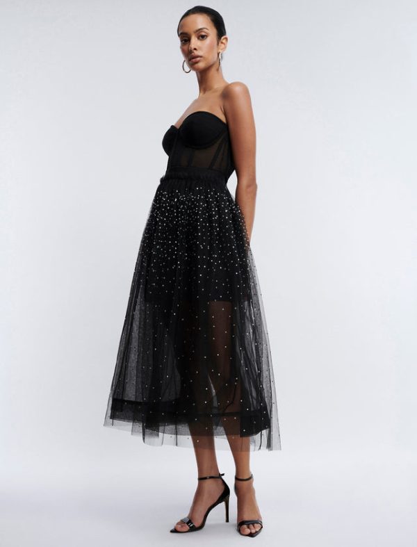 Bcbg Tulle Sparkle Midi Skirt Black - Image 3