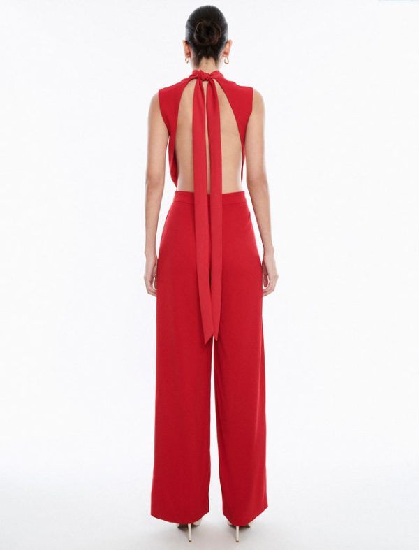 Bcbg Hali Open Back Jumpsuit Red - Image 2