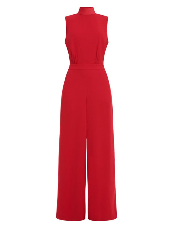 Bcbg Hali Open Back Jumpsuit Red - Image 8