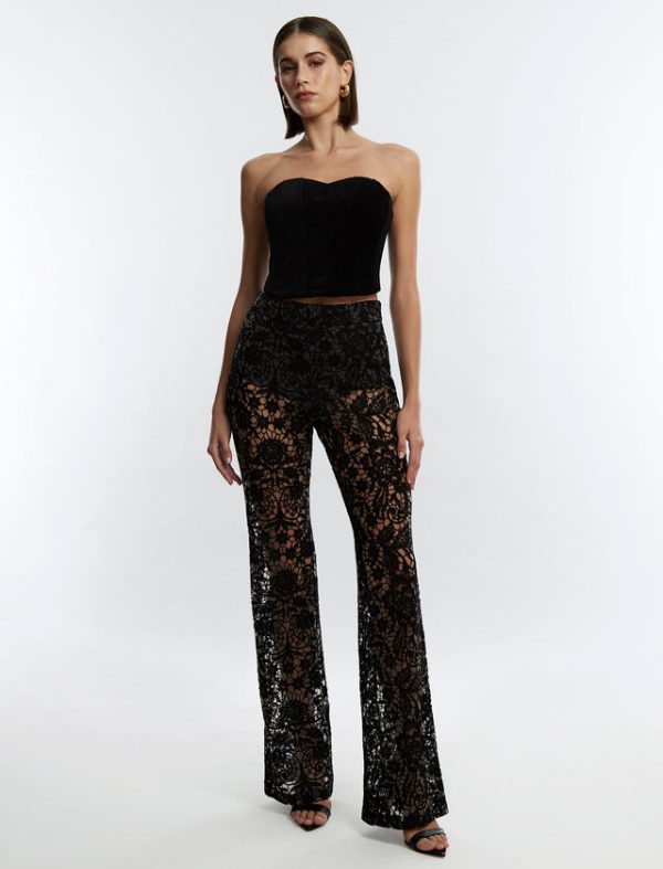 Bcbg Printed Lace Trouser Black Beauty - Image 2