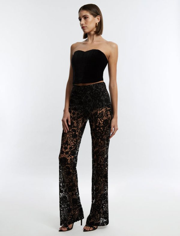 Bcbg Printed Lace Trouser Black Beauty - Image 3