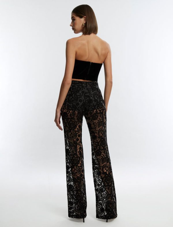 Bcbg Printed Lace Trouser Black Beauty - Image 4