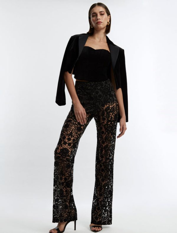 Bcbg Printed Lace Trouser Black Beauty - Image 5