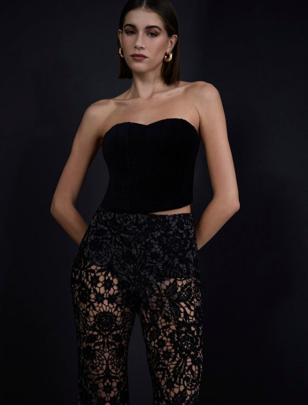 Bcbg Printed Lace Trouser Black Beauty - Image 6