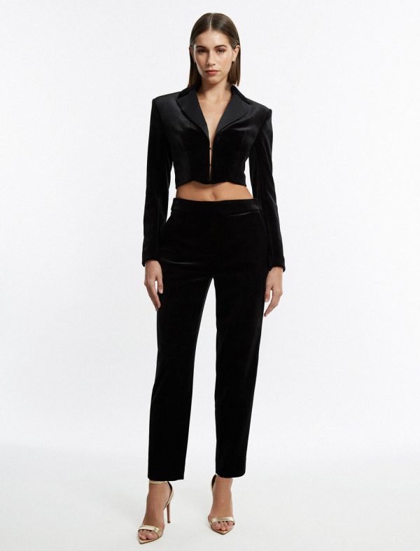 Bcbg Finn Velvet Tuxedo Trouser Black