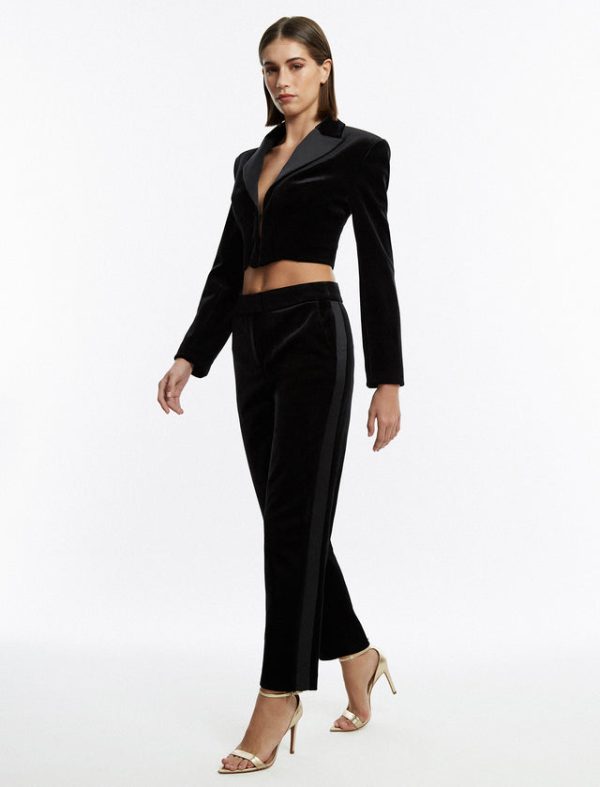 Bcbg Finn Velvet Tuxedo Trouser Black - Image 3