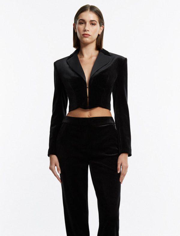 Bcbg Finn Velvet Tuxedo Trouser Black - Image 6