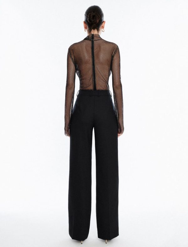 Bcbg Sparkle Mesh Mock Neck Bodysuit Black Beauty - Image 4