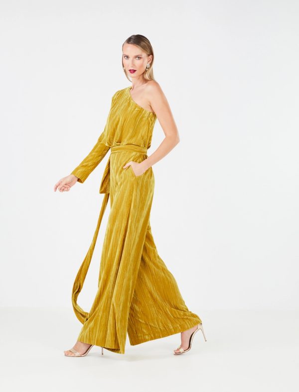 BCBG CARINA VELVET JUMPSUIT - GOLD - Image 2