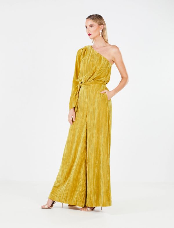 BCBG CARINA VELVET JUMPSUIT - GOLD - Image 3