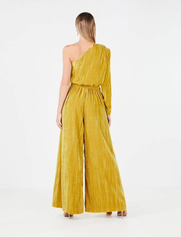 BCBG CARINA VELVET JUMPSUIT - GOLD - Image 4