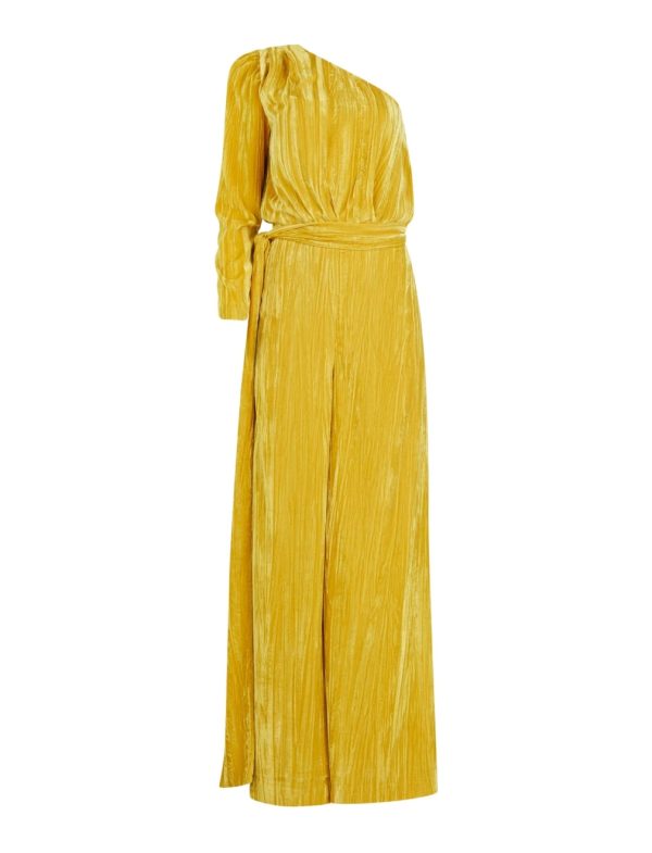 BCBG CARINA VELVET JUMPSUIT - GOLD - Image 5