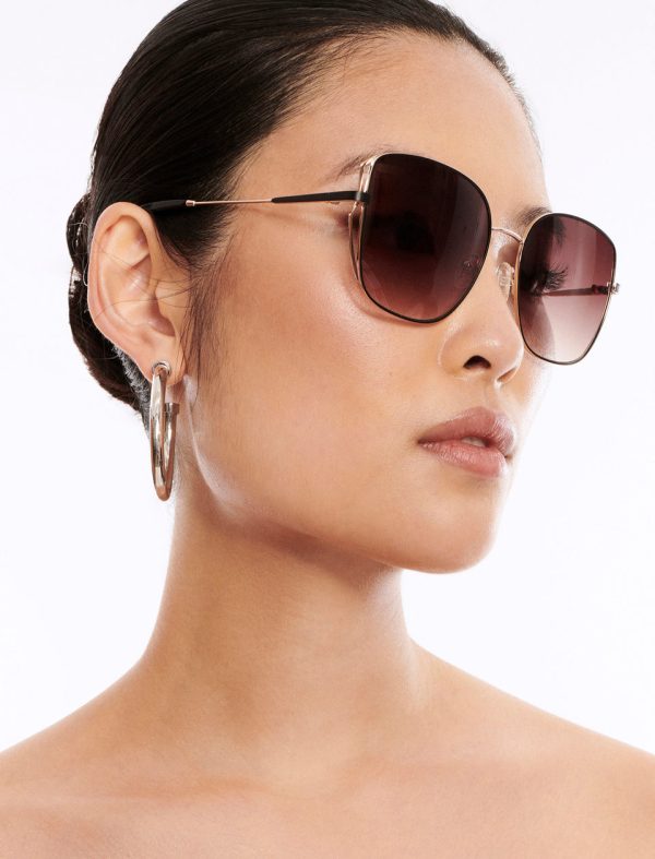 Bcbg Muse Square Sunglasses Shiny Light Gold + Black - Image 2