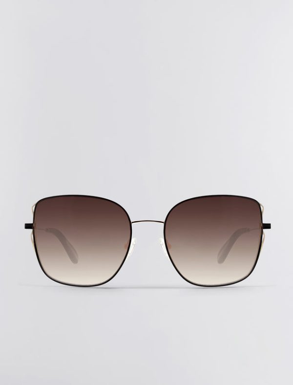 Bcbg Muse Square Sunglasses Shiny Light Gold + Black - Image 3