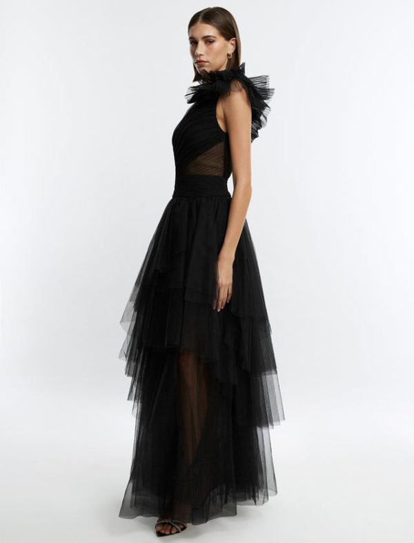 Bcbg Isobel One Shoulder Tulle Gown Black - Image 3