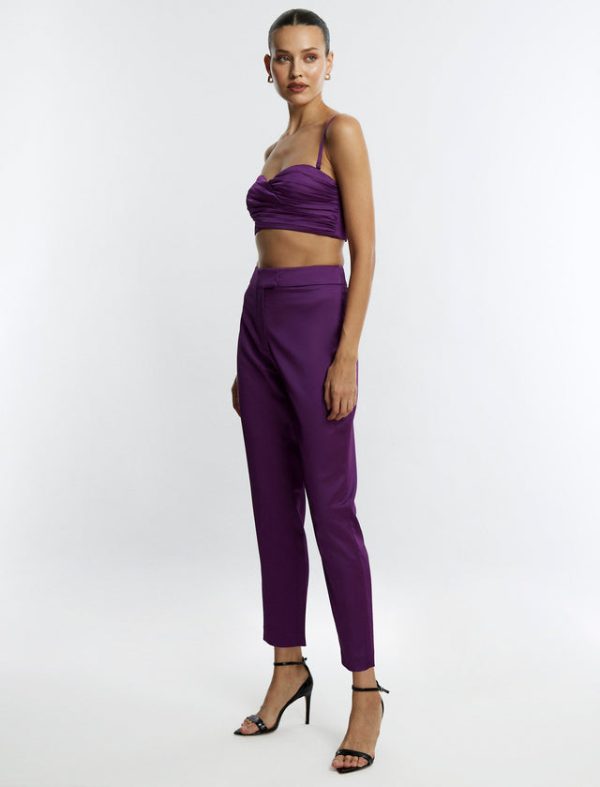 Bcbg Shirred Sweetheart Crop Top Purple - Image 3